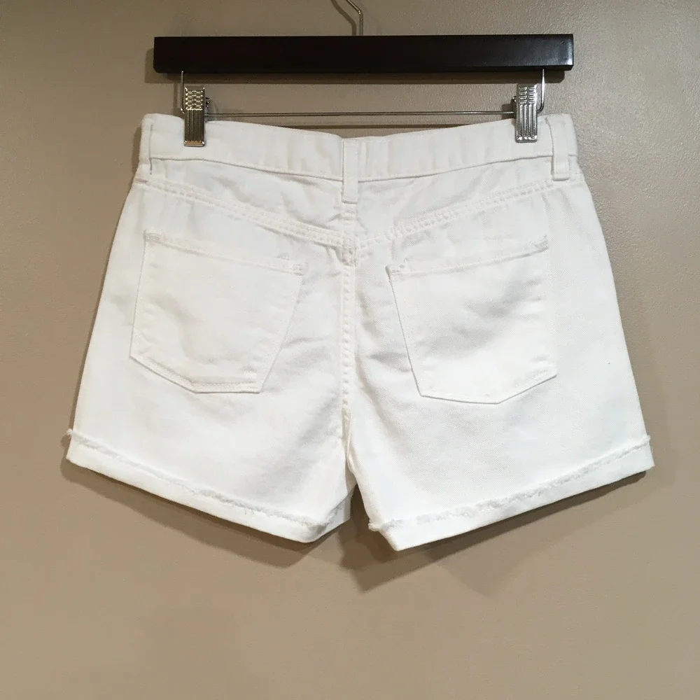 Old Navy Raw Hem Cuffed Denim Shorts Girls 14 White Casual Coastal Vacation NEW